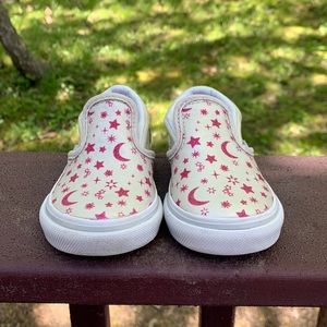 Leather toddler Stars and Moon Van Slip On Sneakers